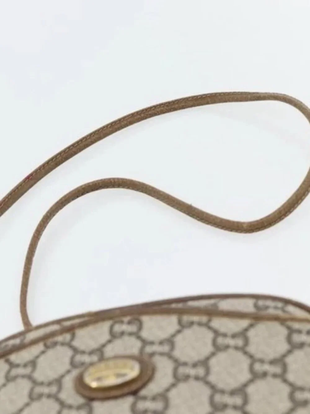 GUCCI GG Plus Supreme Shoulder Bag PVC Beige Gold Auth ka4394